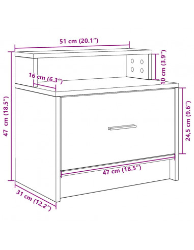Comodini con Cassetto 2 pz Rovere Nero 51x31x47 cm