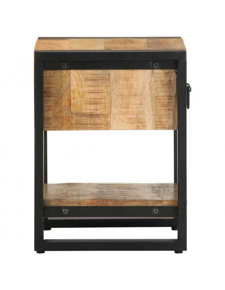 Comodino 35x34x45 cm in Legno Massello Mango Grezzo