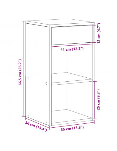 Comodino con Cassetto Grigio Cemento 35x34x66,5 cm