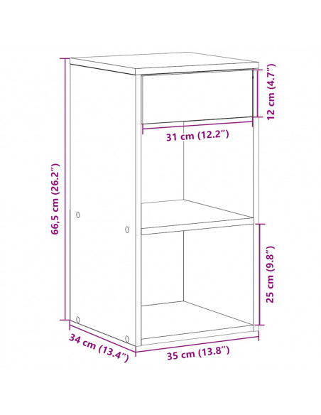 Comodino con Cassetto Grigio Cemento 35x34x66,5 cm