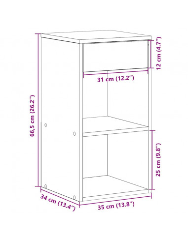 Comodino con Cassetto Grigio Sonoma 35x34x66,5 cm
