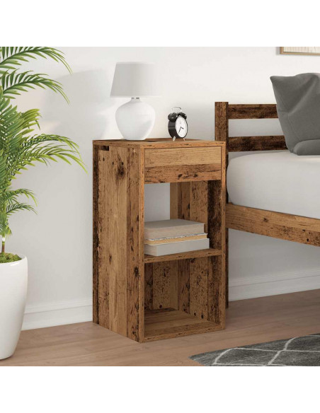 Comodino con Cassetto Legno Antico 35x34x66,5 cm