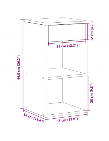 Comodino con Cassetto Rovere Fumo 35x34x66,5 cm