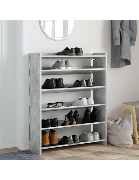 Scarpiera Grigio Cemento 80x25x100 cm in Legno Multistrato