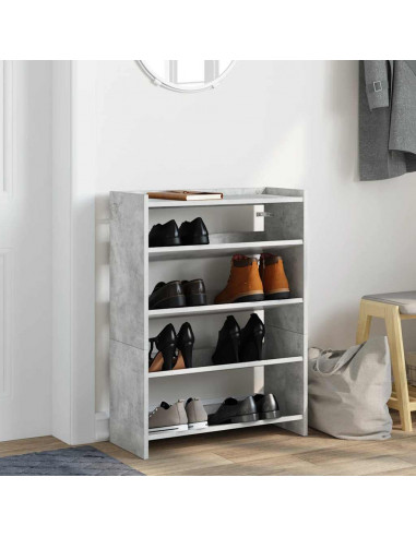 Scarpiera Grigio Cemento 80x25x61,5 cm in Legno Multistrato