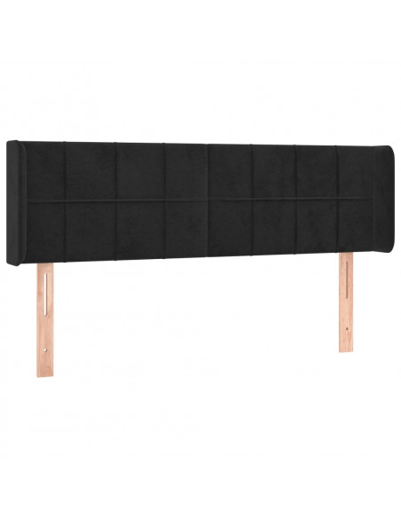 Testiera ad Orecchio Nera 147x16x78/88 cm in Velluto
