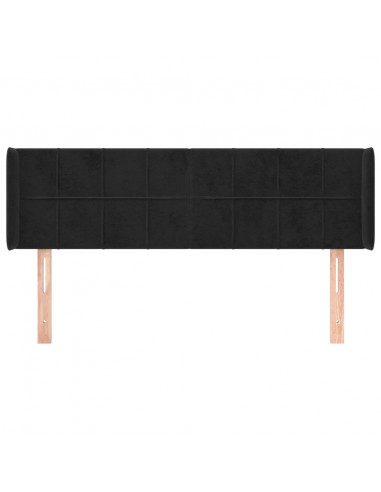 Testiera ad Orecchio Nera 147x16x78/88 cm in Velluto