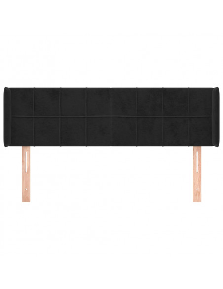 Testiera ad Orecchio Nera 147x16x78/88 cm in Velluto
