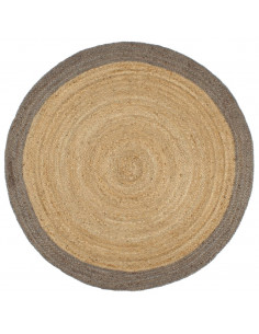 Tappeto Lavorato a Mano in Juta con Bordo Grigio 210 cm