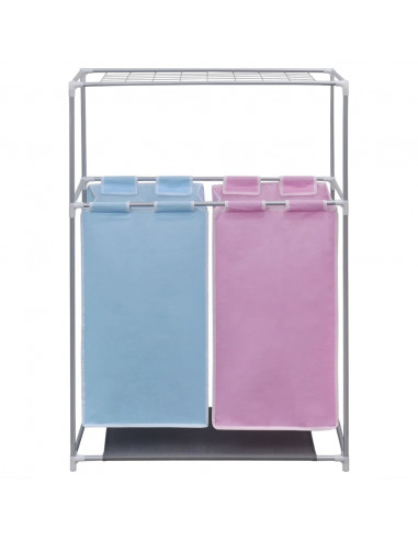 Struttura Portabiancheria a 2 Sezioni con Stendibiancheria