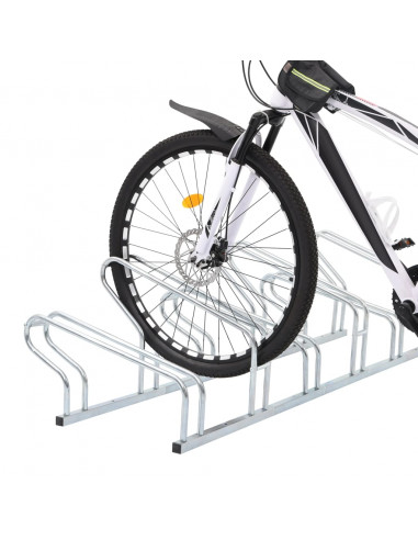Supporto per 6 Bici da Pavimento Autoportante Acciaio Zincato