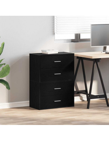 Armadi con 2 Cassetti 2 pz Rovere Nero 60x31x40 cm Truciolato