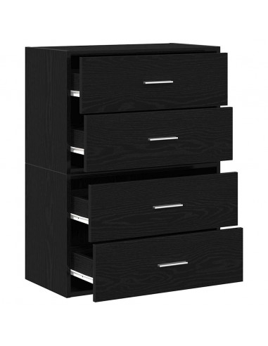 Armadi con 2 Cassetti 2 pz Rovere Nero 60x31x40 cm Truciolato