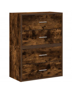Armadi con 2 Cassetti 2 pz Rovere Fumo 60x31x40cm in Truciolato