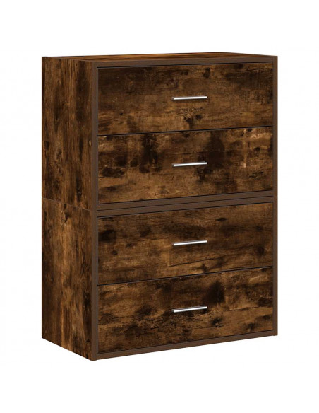 Armadi con 2 Cassetti 2 pz Rovere Fumo 60x31x40cm in Truciolato
