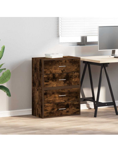 Armadi con 2 Cassetti 2 pz Rovere Fumo 60x31x40cm in Truciolato