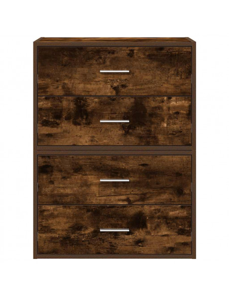Armadi con 2 Cassetti 2 pz Rovere Fumo 60x31x40cm in Truciolato