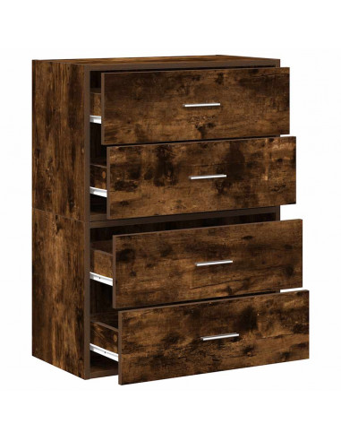 Armadi con 2 Cassetti 2 pz Rovere Fumo 60x31x40cm in Truciolato