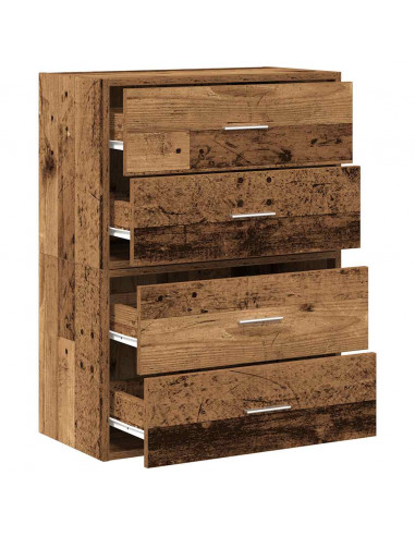 Armadi con 2 Cassetti 2 pz Legno Antico 60x31x40 cm Truciolato