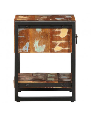 Comodino Multicolore 35x34x45 cm in Legno Massello Recupero