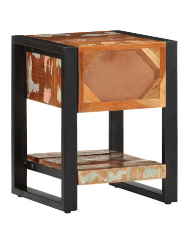 Comodino Multicolore 35x34x45 cm in Legno Massello Recupero