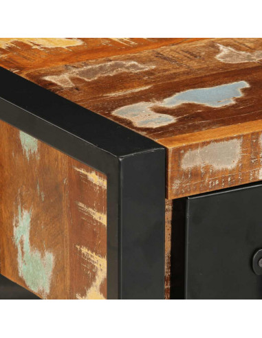 Comodino Multicolore 35x34x45 cm in Legno Massello Recupero