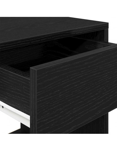 Comodino con Cassetto Rovere Nero 35x34x66,5 cm