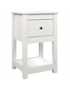 Comodino Bianca 40x35x61,5 cm in Legno Massello di Pino