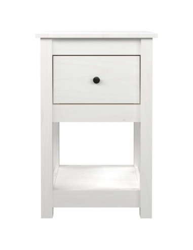 Comodino Bianca 40x35x61,5 cm in Legno Massello di Pino