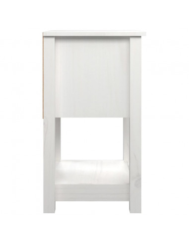 Comodino Bianca 40x35x61,5 cm in Legno Massello di Pino