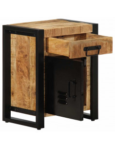 Comodino 40x30x50 cm in Legno Massello di Mango Grezzo