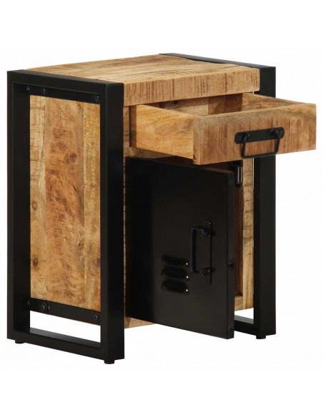 Comodino 40x30x50 cm in Legno Massello di Mango Grezzo