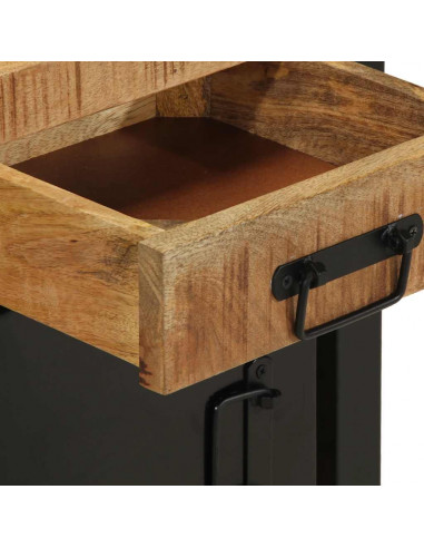 Comodino 40x30x50 cm in Legno Massello di Mango Grezzo