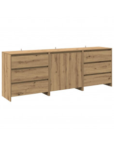 Credenza 3 pz Rovere Artigianale in Legno Multistrato
