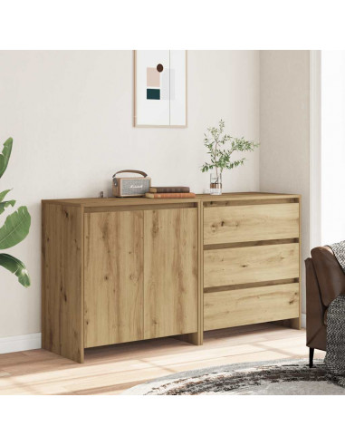 Credenza 2 pz Rovere Artigianale in Legno Multistrato