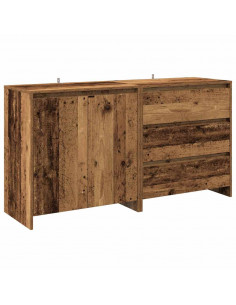 Credenza 2 pz Legno Antico in Legno Multistrato