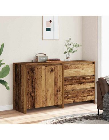 Credenza 2 pz Legno Antico in Legno Multistrato