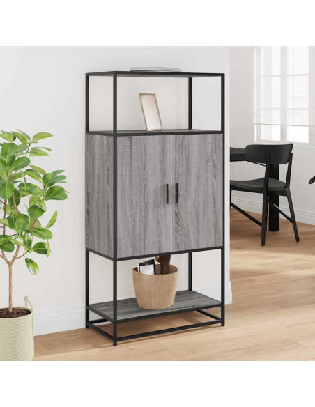 Credenza Grigio Sonoma 68x35x139 cm Legno Multistrato Metallo