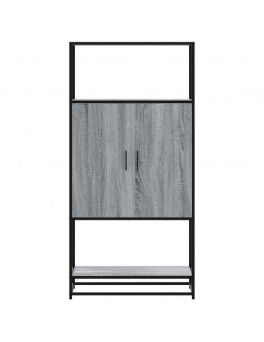 Credenza Grigio Sonoma 68x35x139 cm Legno Multistrato Metallo