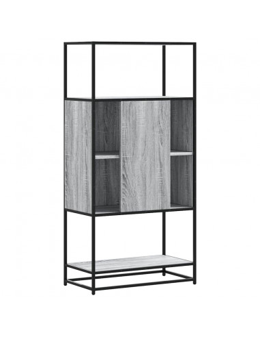 Credenza Grigio Sonoma 68x35x139 cm Legno Multistrato Metallo