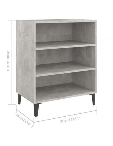 Credenza Grigio Cemento 57x35x70 cm in Legno Multistrato