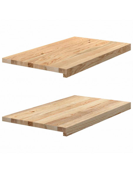 Davanzali 2 pz Non Trattati 70x40x2 cm Legno Massello di Rovere