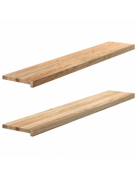 Davanzali 2 pz Non Trattati 140x30x2cm Legno Massello di Rovere