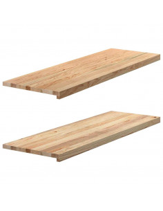 Davanzali 2 pz Non Trattati 120x40x2cm Legno Massello di Rovere