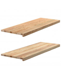 Davanzali 2 pz Non Trattati 110x40x2cm Legno Massello di Rovere