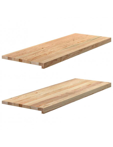 Davanzali 2 pz Non Trattati 110x40x2cm Legno Massello di Rovere