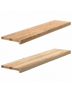 Davanzali 2 pz Non Trattati 110x30x2cm Legno Massello di Rovere