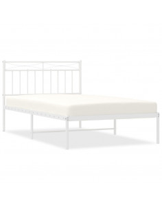 Giroletto con Testiera Metallo Bianco 100x200 cm