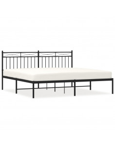 Giroletto con Testiera in Metallo Nero 180x200 cm