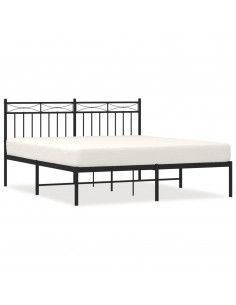 Giroletto con Testiera in Metallo Nero 160x200 cm